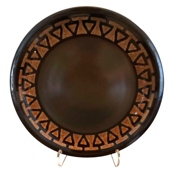 Vintage MIKASA Majorca Ceramic Brown Large Round Chop Plate Platter Made Japan! - Picture 1 of 3